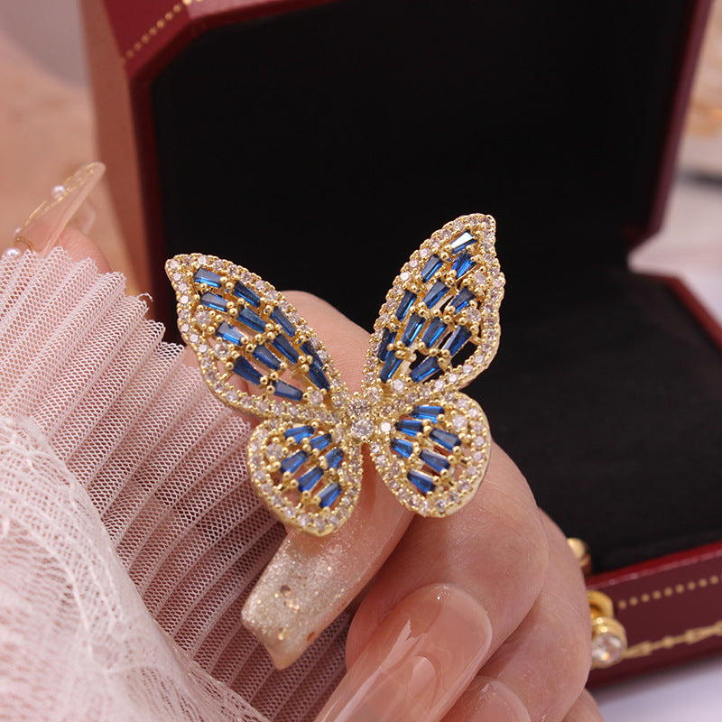 Wholesale Zircon Butterfly Open Copper Rings